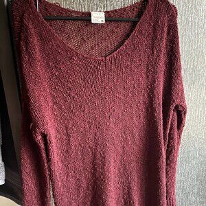 Tilly’s Full Tilt Maroon Dark Red  Open Weave Sweater